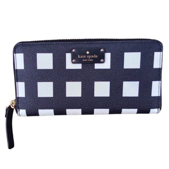 kate spade Handbags - Kate Spade Black & White Neda Grove Street Printed Leather Continental Wallet
